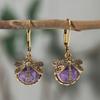 Vintage Style Dragonfly Earrings with Intricate Metalwork and Round Gemstone Setting for Women Fashion Jewelry Accessories