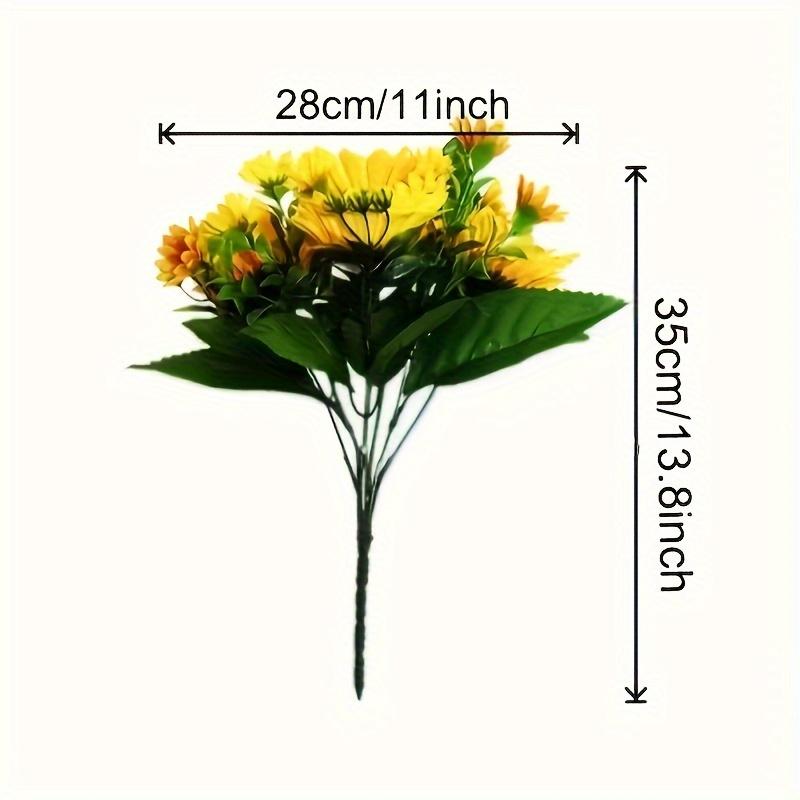 Яркий букет из 13 искусственных подсолнухов с темно-коричневыми сердцевинами и зеленой листвой - Идеально подходит для домашнего декора, свадеб