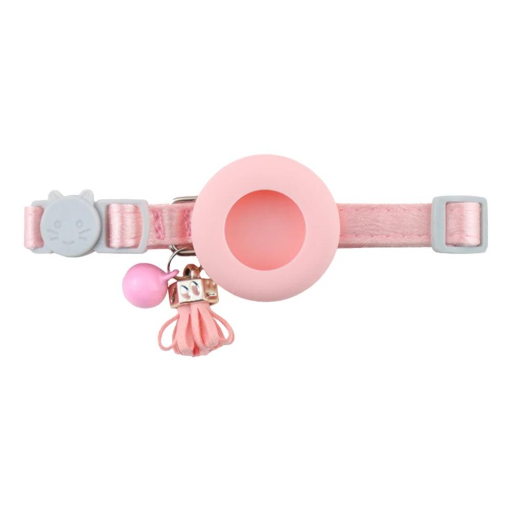 

Anti-lost Pet Locator Collar With Bell Adjustable Buckle Airtag Pet Collar Removable Cat Tracker Collar For Kittens Puppies розовый