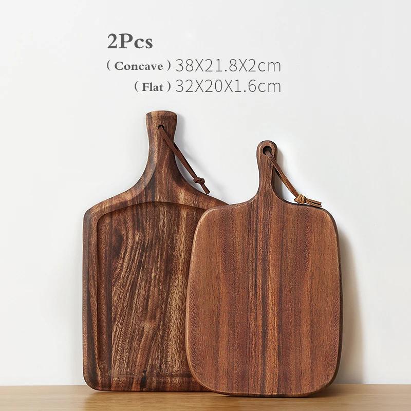 Japanese Wooden Pizza Plate Steak Wooden Tableware Bread Board Wood Tray Western Food Set Dinner Plates Solid Wood Steak Plate