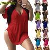 Women's Fashion Casual Solid Color Print Short Sleeve V Neck Blouses & Shirts International Design