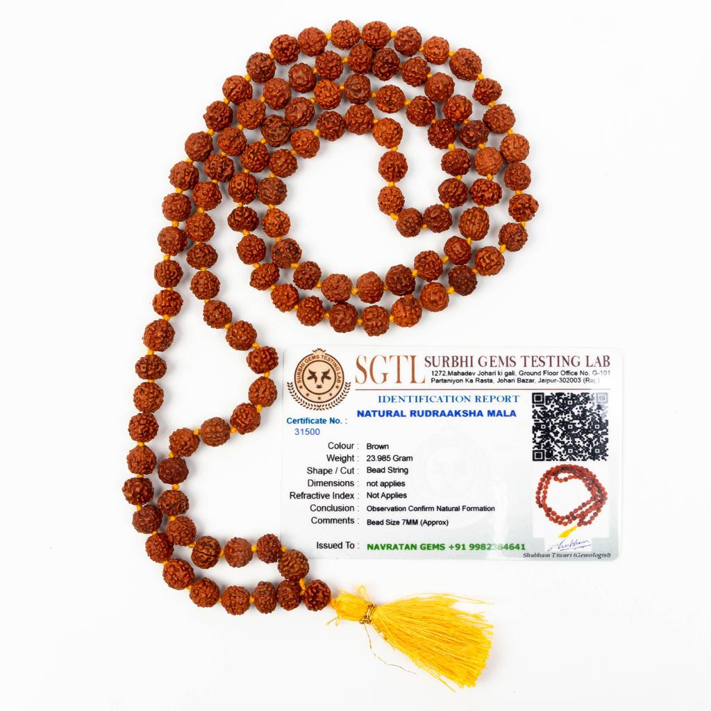 7MM Sacred Rudraksha Mala|Authentic Meditation Beads for Spiritual Prayer, Yoga, and Positive Energy| Japa Mala from Genuine Rudraksha Seeds