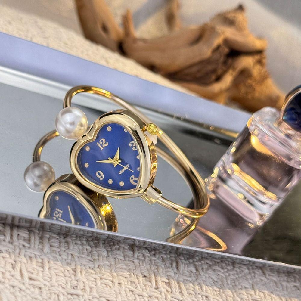 Heart-shaped Dial Quartz Watch Open Design Bracelet Watch New Ladies Watch  for Women