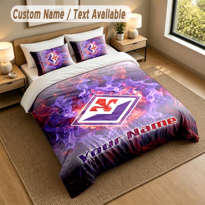 3Pcs Bedding Set Custom Name Text, 1 Sheet 2 Pillowcases Home Bed DecorFiorentina FC