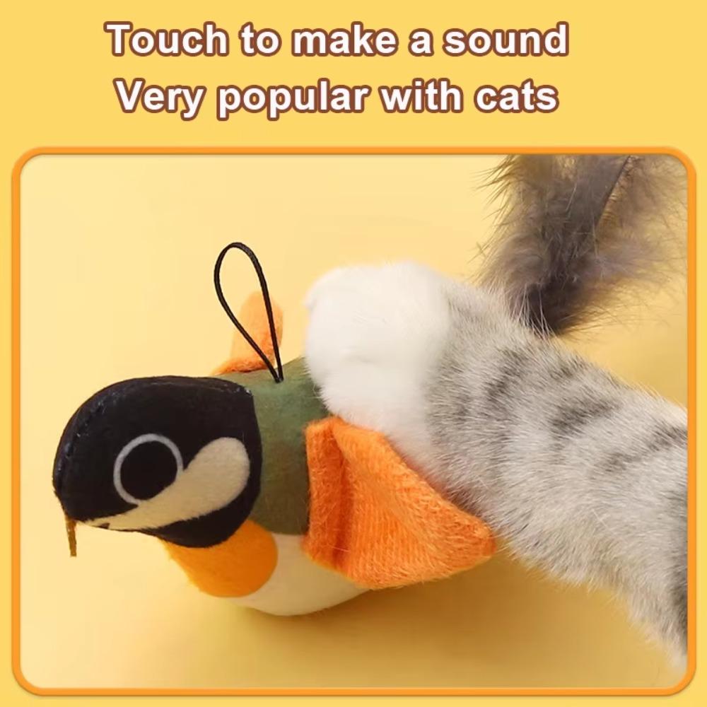 Vivid Chirping Interactive Bird Cat Toys Electronic Bird Fun Attract Cat Toy  for Indoor Cats