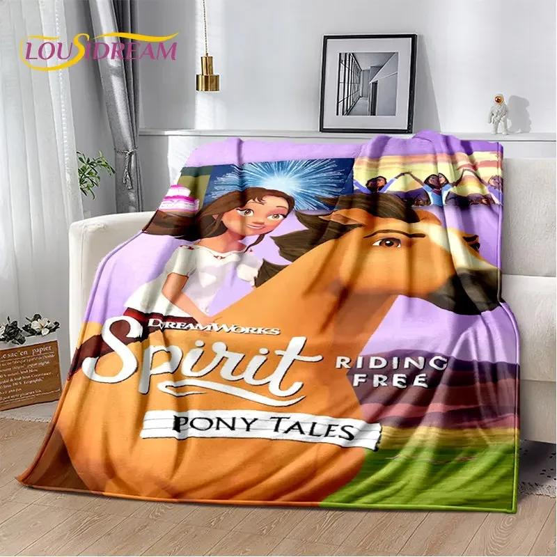 Spirit Riding Free Horses Cartoon Soft Plush Blanket,Flannel Blanket Throw Blanket for Living Room Bedroom Bed Sofa Picnic Cover