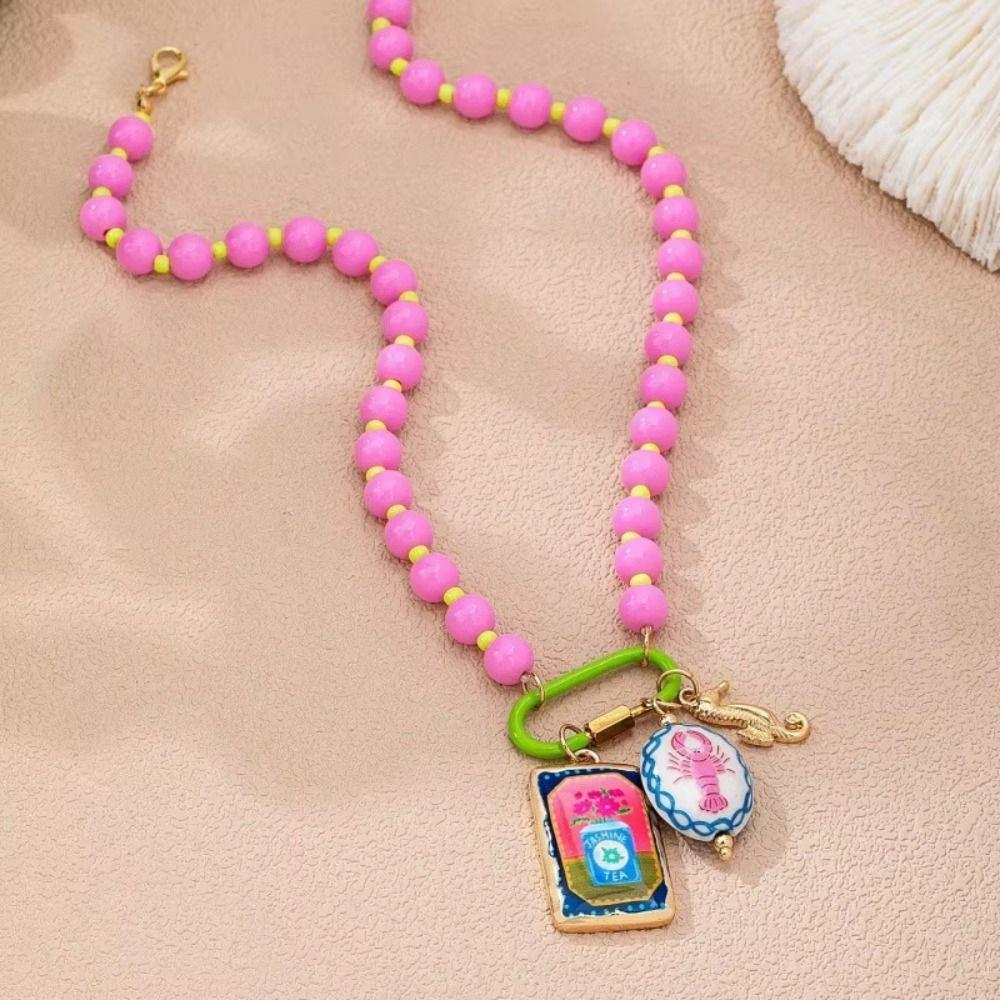 Sea Series Bohemian Resin Beaded Necklace Ornaments Beach Beaded Necklace  Vacation