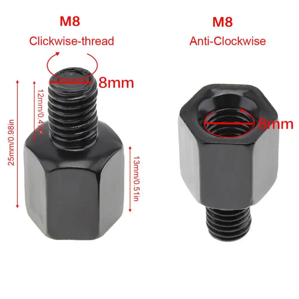Rearview Mirrors Bolt Clockwise Anti-clock Right Left Melectric Vehicle Thread Pair Black Mirror Adapters M10 10MM M8 8M