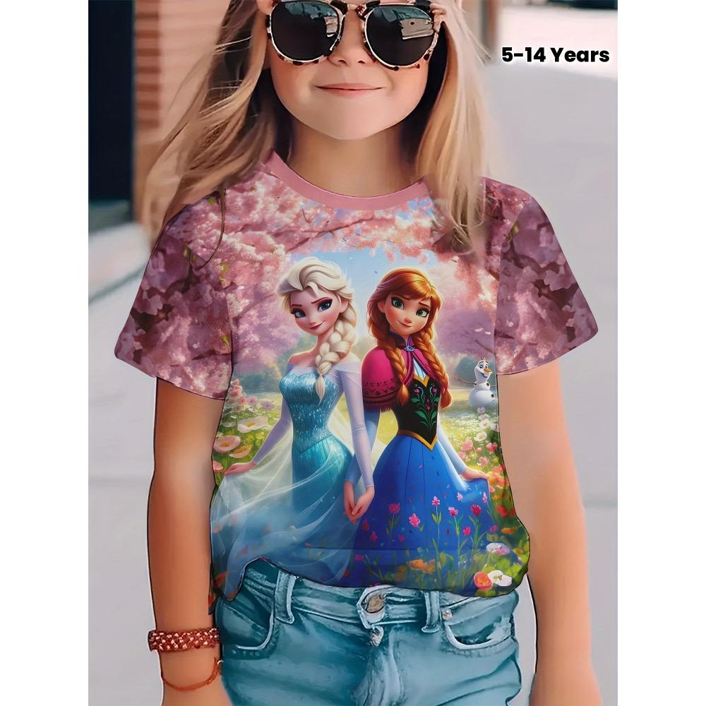 

Disney Princess Boys and Girls Cute Casual Short Sleeves Summer Cartoon 3D Printed T-shirt Fashion 140 белый