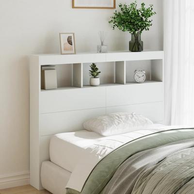 Vidaxl Headboard With Shelves And LED Lighting, White, 120X17X102 Cm