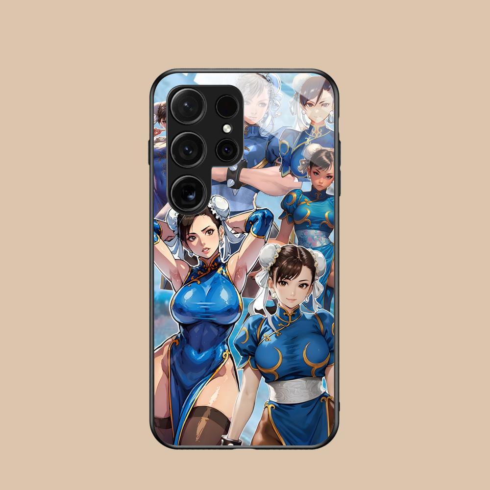 Street Fighter Chunli Phone Case for Samsung Galaxy A56 55 54 53 52 51 36 35 34 23 16 15 5G Glass Colorful Cover Luxury Pretty