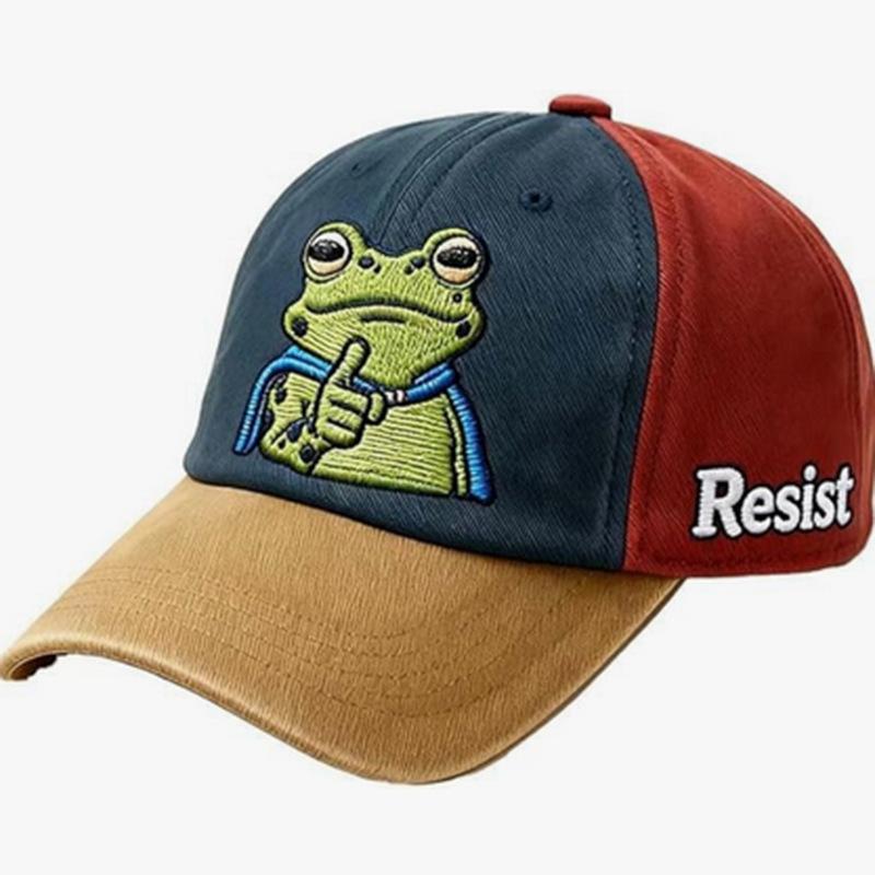 Frog Resists Washed Cotton Hat Men's Old Daddy Hat Vintage Printed Soft Top Baseball Cap
