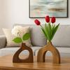Solid Wood Wooden Vase Irregular Shape Floral Arrangement Vase Nordic Style Vase  Floral Display