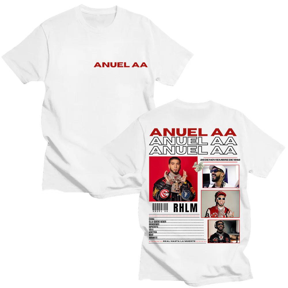 Rapper Anuel AA Real Hasta La Muerte Tour 2025 T-Shirt Men's Hip Hop Gothic Harajuku T Shirts Oversized Cotton Tshirt Streetwear