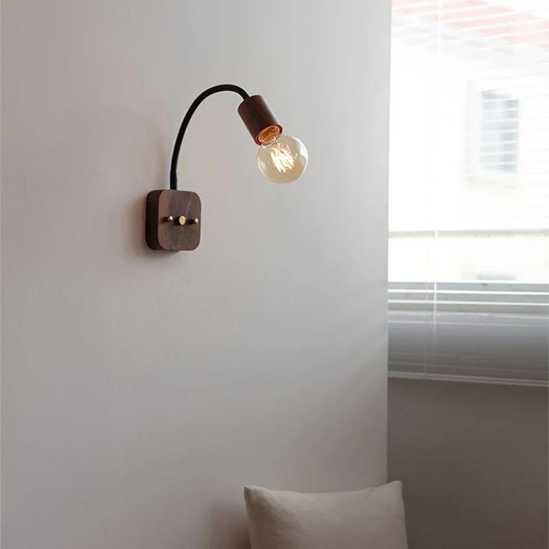 LED Wall Lamp Vintage Wabi-sabi Interior Lighting Adjustable Rotating Night Light For Bedroom Dining Room Cafes Warm White Bulb