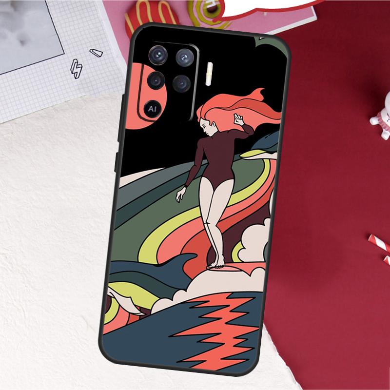 Surfboard Surfing Surf Girl Case For Oppo A60 A80 A40 A18 A38 A58 A78 A98 A96 A76 A16 A94 A74 A54 A15 A17 A57 A77 A5 Pro