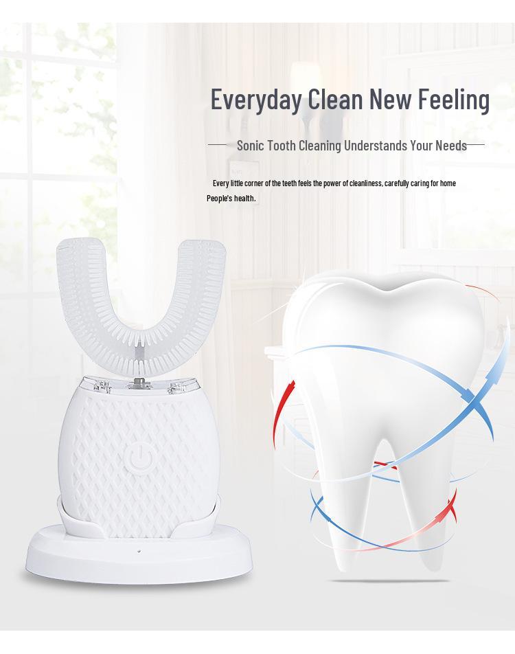 Szczoteczka elektryczna 360°: W kształcie litery U, Wodoodporne, Wybielanie zimnym światłem dla dorosłych i dzieci