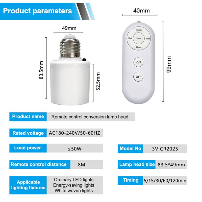 E27 LED Lampensockel mit drahtloser Fernbedienung Smart-Timer AC85-265V Glühbirnenhalter Fassung Adapter Konverter Einstellbar