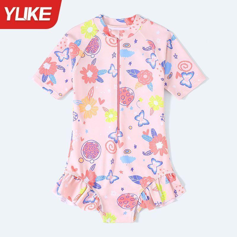 Children s Color-blocked Hollow One-piece Swimsuit XXL розовый