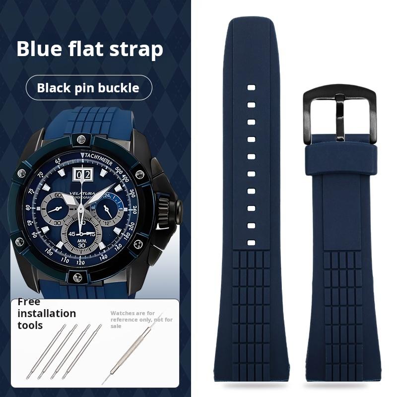 26mm Blau Gebogenes Silikon Uhrenarmband Für Seiko VELATURA/SRH 006 013 SPC007J1 SNAE17 Herren Sport Gummi Uhrenarmband Zubehör