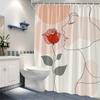 1Pc Minimalist Rose & Woman Profile Shower Curtain - Soft Lines, Peach & Beige, Polyester,Machine Washable