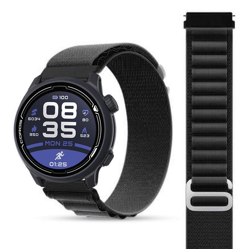 

Garmin Forerunner 255/265/245/945/965 совместимый нейлоновый плетеный спортивный браслет 61S Alpine Style, 22mm чёрный