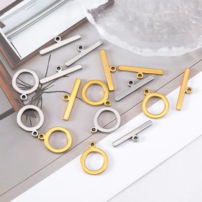 5 Sets Stainless Steel Toggle Jewelry OT Clasps Connectors Flat Round Toggle T Bar Clasp DIY Necklace Bracelet Earring Findings