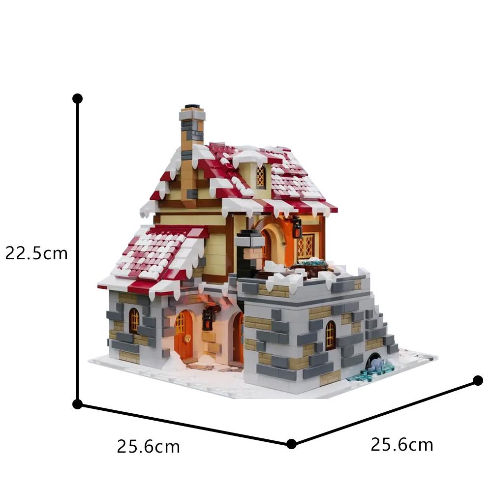 MOC The Tavern Under the Snow Building Blocks Model Medieval Winter Tavern Architecture Bricks Assembly Toys Kids Birthday Gifts
