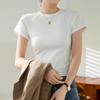 Pure Cotton High-waisted Short T-shirt for Women Summer 2024 New Round Neck Raglan Top Short-sleeved Bottoming Shirt