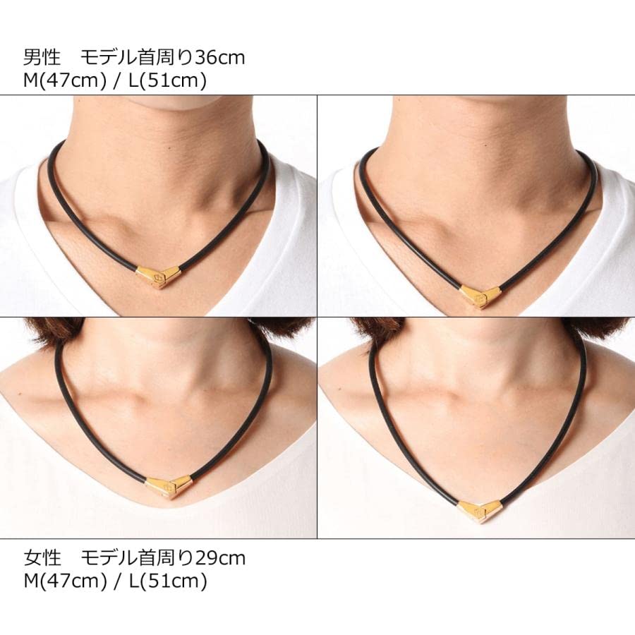 Colantotte Official Limited Edition Magnetic Necklace, ALT, Black x Metallic Gray, Size M, Men's, Women's, Popular, Sports
