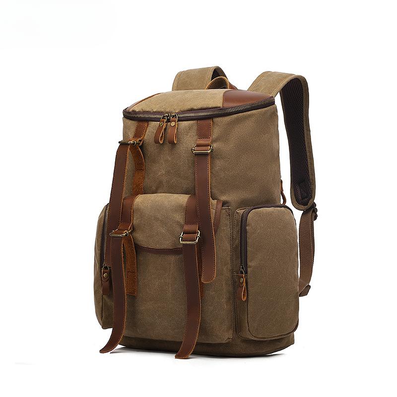 

Рюкзак мужской и женский для активного отдыха на открытом воздухе, дорожная сумка из вощеного холста, водонепроницаемая сумка для хранения компьютера хаки