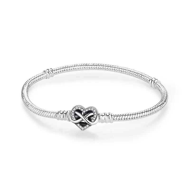 Originale 925 Sterling Sølv Armbånd Armbånd Krystallkule Kjærlighet Hjertelås Perler Charms Moments Armbånd For Kvinner DIY smykker