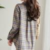 Fashion Printed Spliced Button Pockets Plaid Shirt Female Clothing  Spring and Autumn New Casual Tops Commuter Blouse