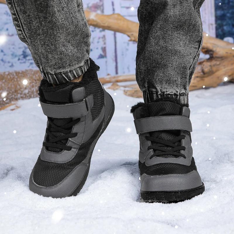 Módní široké dětské sněhule naboso Zimní teplé boty pro dívky Venkovní chůze Protiskluzové dětské boty Dívčí Chlapecké boty Tenisky