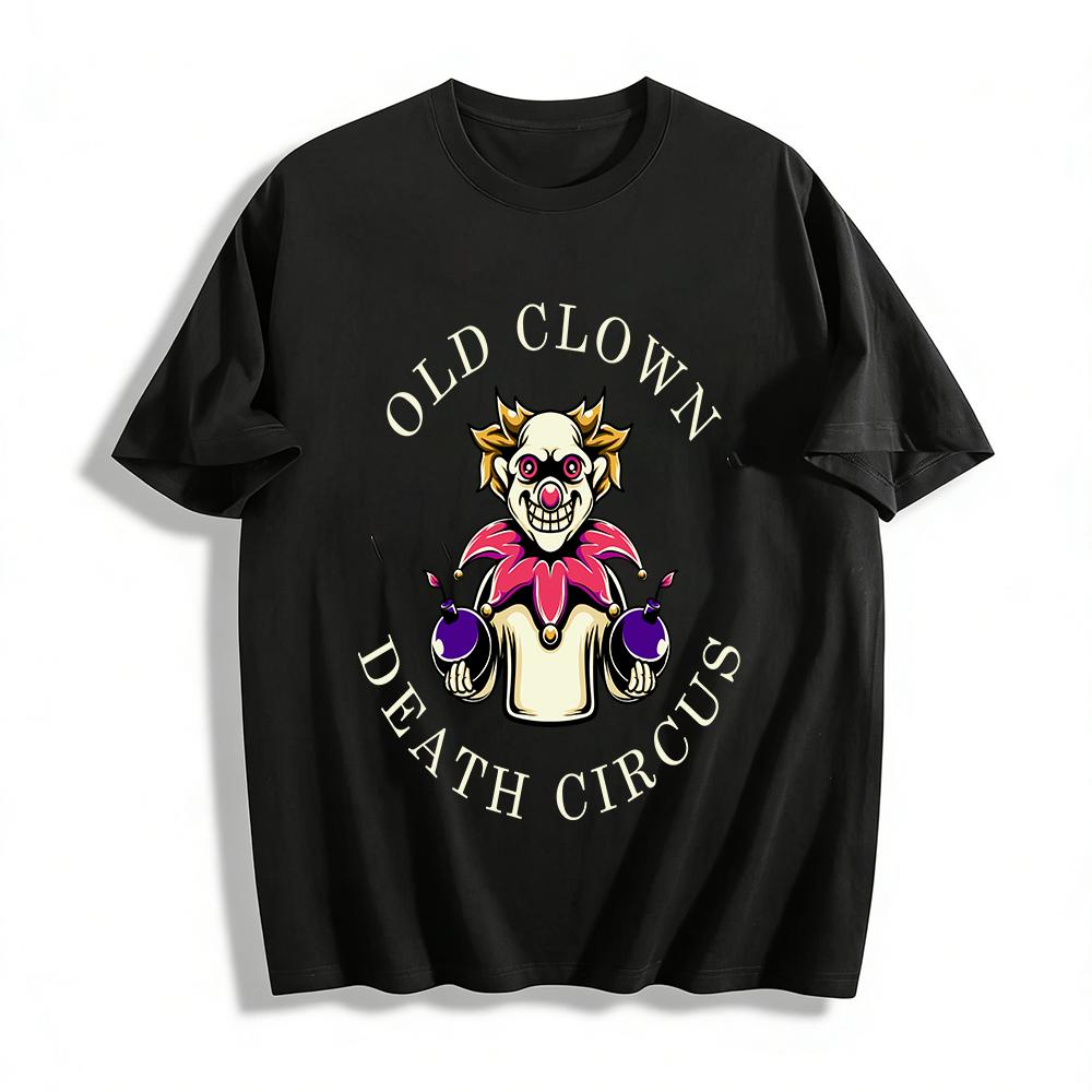 Old Clown Death Circus Themed Graphic Casual T-Shirt Pure cotton T-shirt XXS