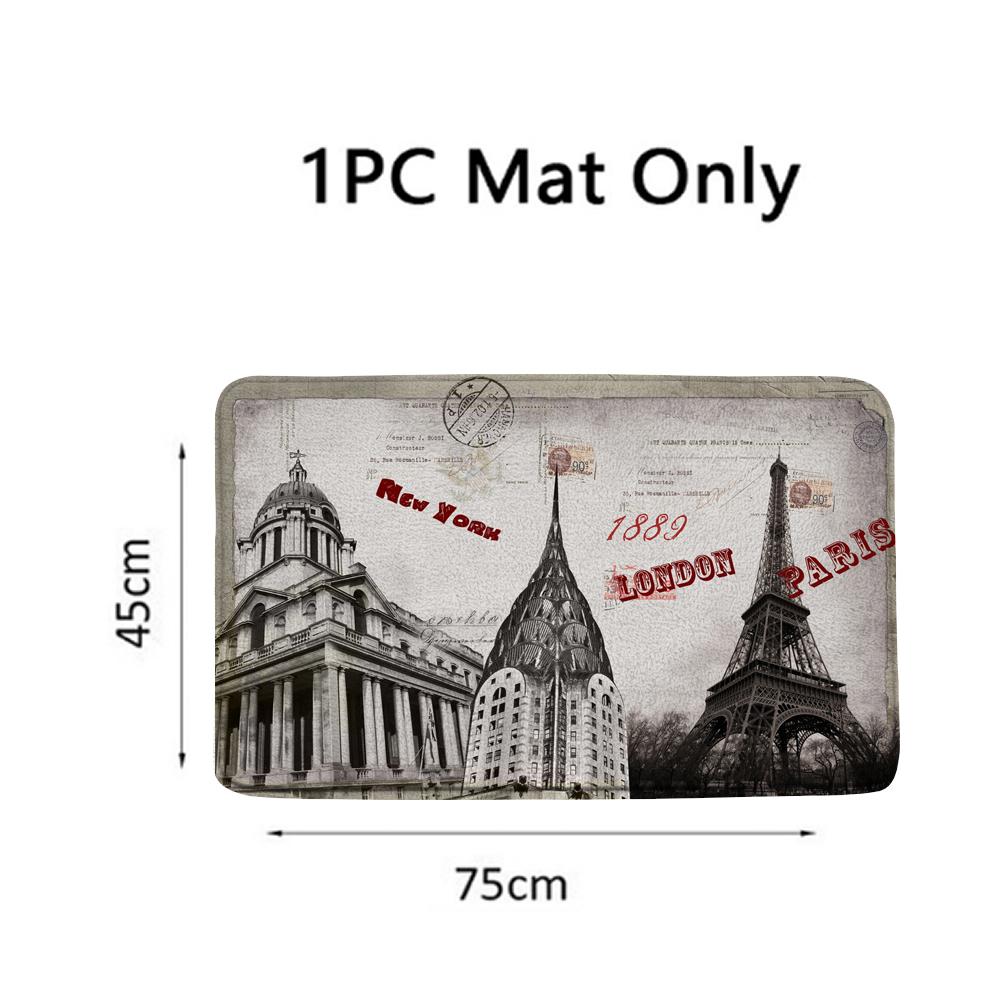 Vintage Scenery Paris Tower Home Decor Waterproof Shower Curtain Set With 12 Hooks Toilet Covers Bath Mats Bathroom Non-Slip Rug