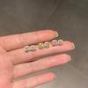 Pinkdudu Sugar Cube Yellow Diamond Stud Earrings Sparkling Light Luxury High-End Earrings Elegant PD2518