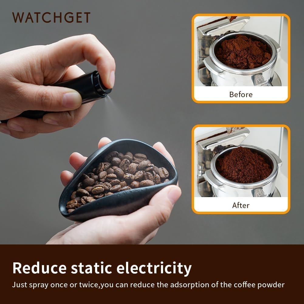 watchget Coffee Bean Dosing Cup & RDT Spray Bottle Kit for Espresso Bar, Static Reduction Ceramic Single Dose Tray for Brewing/Tea, Barista