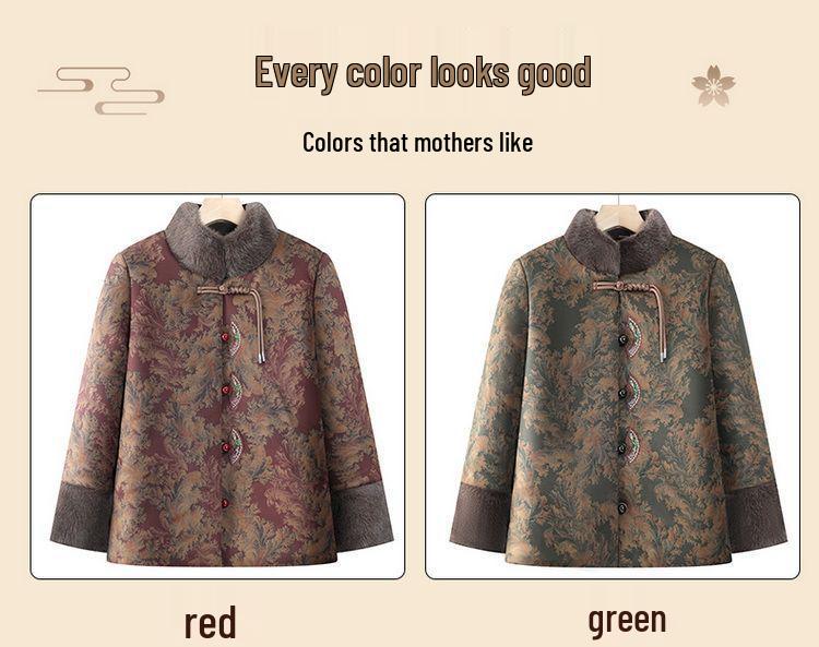Grandma's Winter Cotton Coat: Women's Thick Velvet-Lined Outerwear for Elderly Ladies