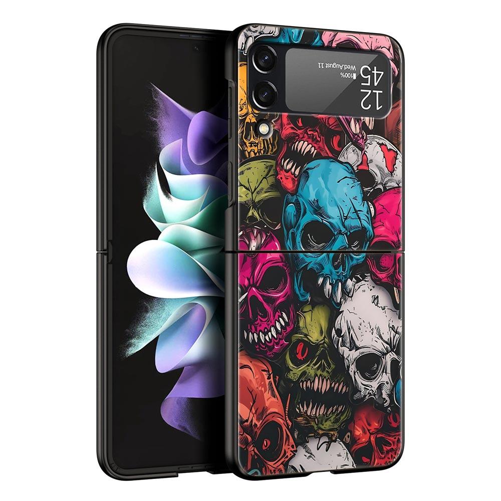 Skeleton Skull Hard PC Phone Case For Samsung Galaxy Z Flip 7 6 5 4 Black Cover For Galaxy Z Flip 3 Foldable Shell Fundas Capas
