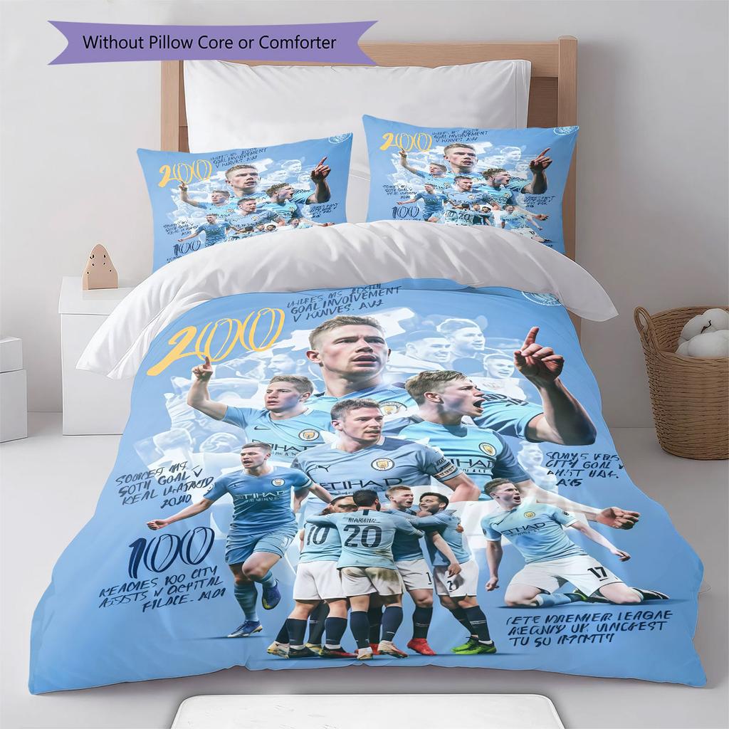 Rare MCFC Collects Bedding Quilt Set Quilt Cover Pillowcase Home Decoration Birthday Gift (1 * duvet cover + 2 * pillowcase, without core)