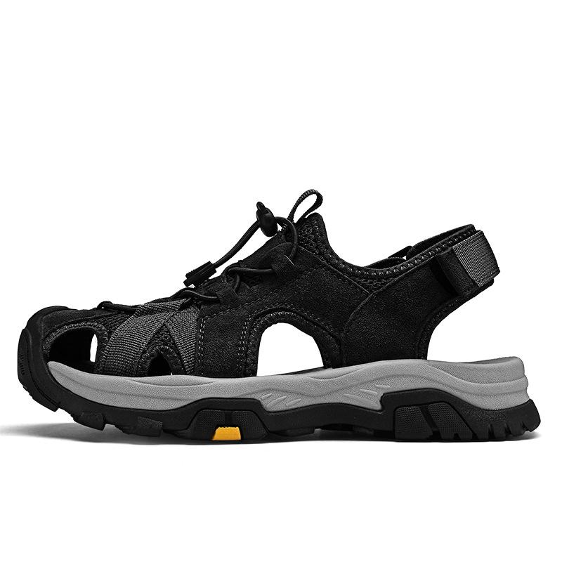 

European station export fashion sandals men s summer new anti-collision bag head outdoor beach shoes wading shoes men s shoes 38 чёрный