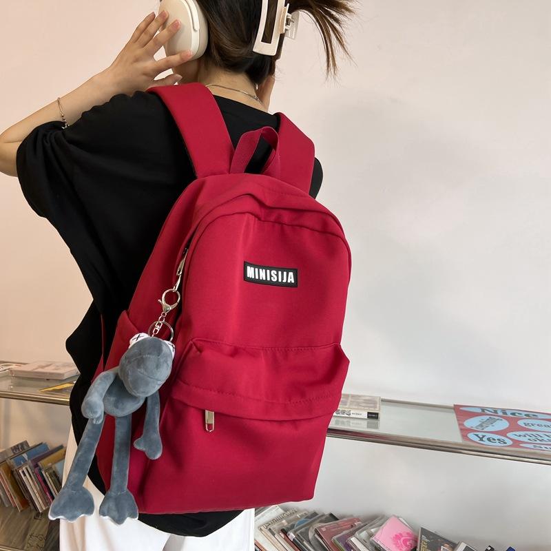 School Bag Female Junior High School High School College Student Solid Color Minimalist Backpack Female New Backpack