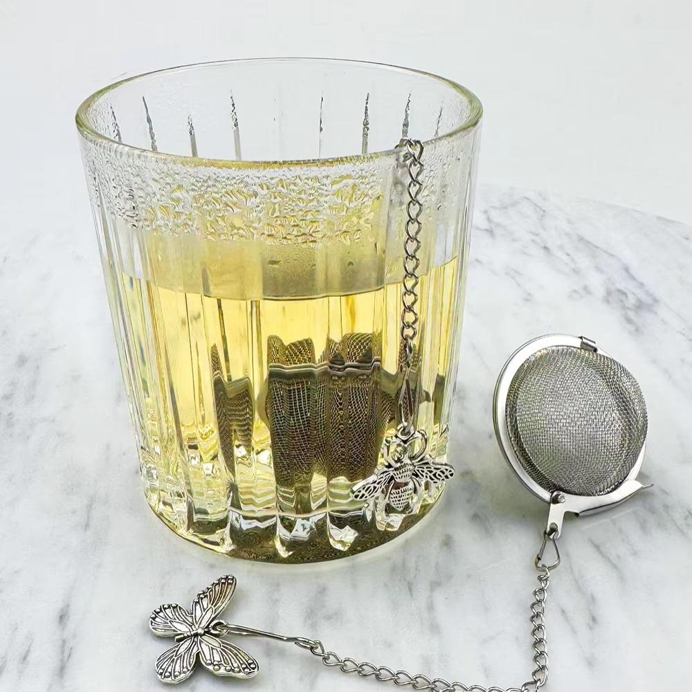 2PCS Stainless Steel Butterfly Bee Chain Tea Infuser Fine Mesh Spice Ball Tea Strainer  Soup