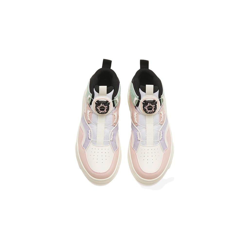 Anta High-Top Non-Slip Wear-Resistant Skate Shoes Kids Sneakers White Pink 322318008H-1