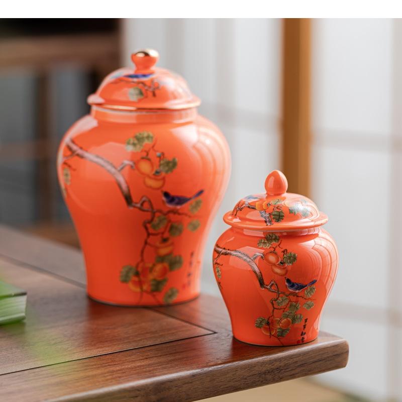 Ceramic Tea Canisters Small Storage Tanks Sealed Jars Chinese Porcelain Tabletop Container Coffee Sugar