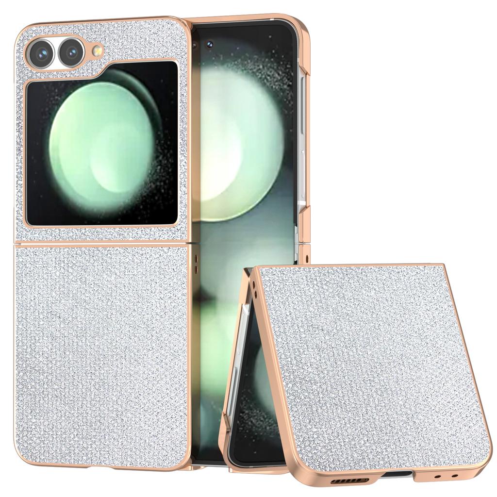 For Samsung Galaxy Z Flip7 FE 5G/Z Flip6 5G Case Rhinestone Texture PU+TPU Phone Cover Electroplating Edge