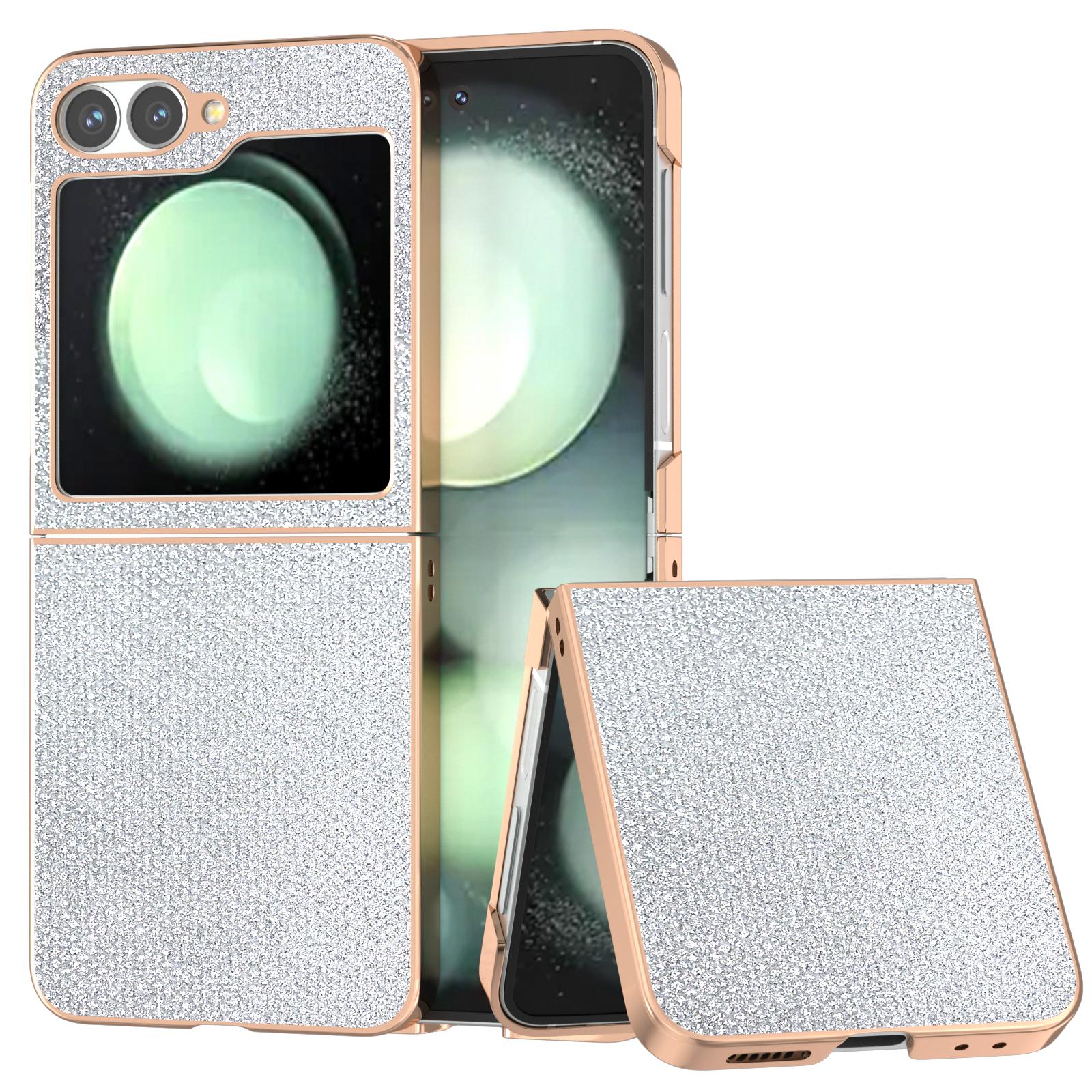 

For Samsung Galaxy Z Flip7 FE 5G/Z Flip6 5G Case Rhinestone Texture PU+TPU Phone Cover Electroplating Edge D