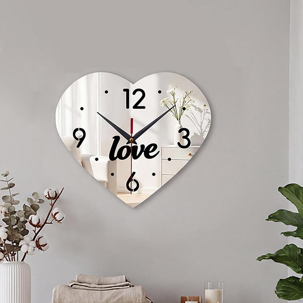 Heart Shape Wall Clock Decorative Modern Minimalist Creative Decoration for Anniversary Home