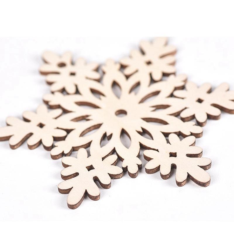 24 Wooden Snowflake Decorations Christmas Tree Hanging Decoration Snowflake Shape Decoration Hollow Hanging Decoration